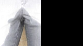 Piss in pants Legs spread PEE