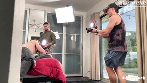 Three-way bisexual ass&#x1F351;-fuck frenzy explodes behind the cinematic scenes'