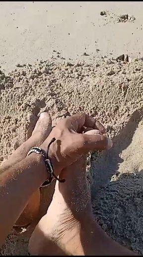 On the Nudist Beach Horny Showing off My Feet