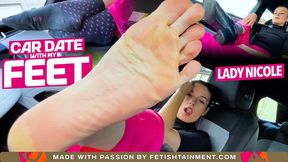 Our car date with my feet! ( Foot Humiliation with Lady Nicole ) - FULL HD MP4