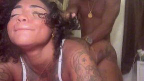 Curly black bitch came to visit me after a date to feel the BBC in her pussy.