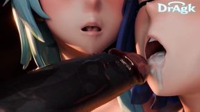 Yelan X Eula Loop Version Cum On Mouth Hilichurl Cum Swap Cum Kiss Full Genshin Impact Sex Dragk
