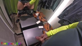 In Front of Several Mirrors, I Pleasurably Masturbate My Thick Foreskin Cock in the Changing Room of a Clothing Store