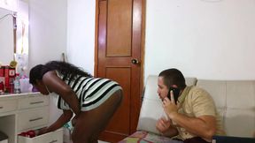 Service Maid Trips and Falls on Top of Her Boss