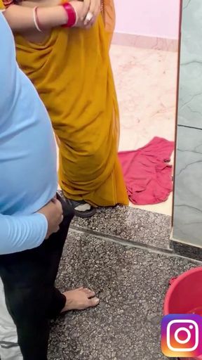 Pyari bhabhi Ne Muth Marte hue Bathroom dekh liya aur lapak le mera lund bhi leliya   Clip 1