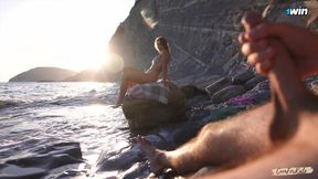 Dick&#x1F346; Flash at the Nude Beach: Stranger Joined In and Helped Me Come