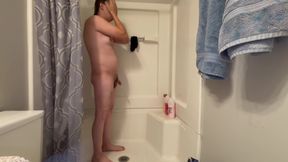 Naked Trans Girl Takes Shower Soapy Tits & Ass