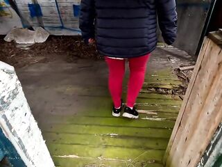 Undressed twat thrashing on veranda