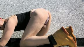 Man in Lingerie Caught Playing with Himself Cums Live