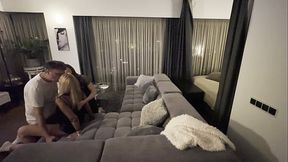 Wife watches husband fuck blonde Milf while masturbating