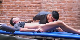 Massage leads to crazier fucking with an injured hoe
