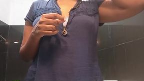 Sri Lankan Girl Musterbation in bath room with Dildo Lust with Big Boobs and wet Pussy