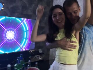 Her constricted vagina is stretched by large schlongs at a abode party in front of her boyfriend