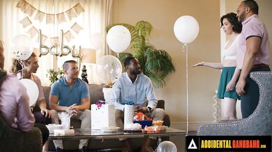 Casey Calvert gets ass fucked and face covered in cum during accidental gangbang