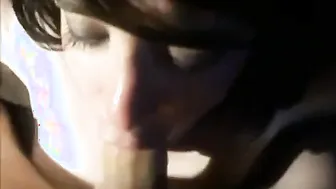 Crossdresser gives daddy a deep amateur blowjob
