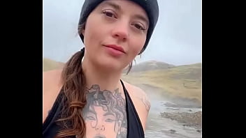 Relaxing in the thermal river after hiking a mountain ️ #iceland