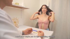 Petite Brunette Karoling Rides the Huge Dick of Her Doctor Because She Feels Sick