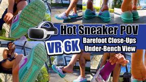 VR 3D 6K 180 | Hot Bus Stop Sneaker POV – Barefoot Close-Ups & Under-Bench View
