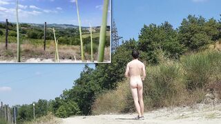 Slow-maneuverability of a dude running bare on a filth road
