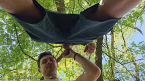 Gay cruising in the forest, hot blowjob