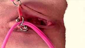 Pierced Clit Pulling, Pussy&#x270C; Stretches to Urinate