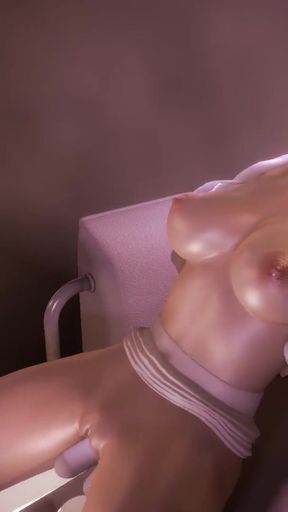 Sexy Blonde Asian Double Dildo Music Masturbation   Clip 1