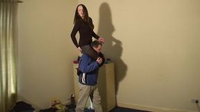 Hannah's Shoulder Ride In A Skirt & Tights