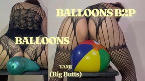 He pops balloons with his butt and bounces on a beach ball (4)