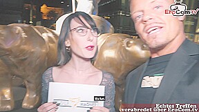 german amateur skinny student teen 18+ public pick up Date and seduced with glasses