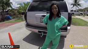 Smiley Nurse Fucked For Roadside Assistence