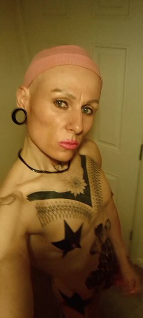 Tanned bitch in pink color