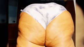 BBW panties create a deep wedgie
