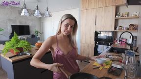 cooking breakfast without panties for you