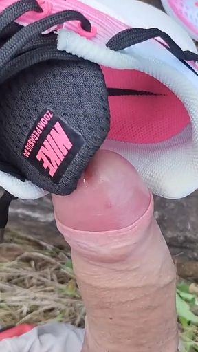 fucking and cumming inside Nike Zoom Pegasus Sneaker outdoors with fleshlight   Clip 1