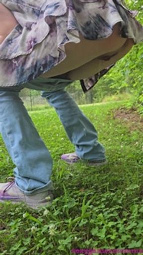 Pulling down my jeans to squat and pee