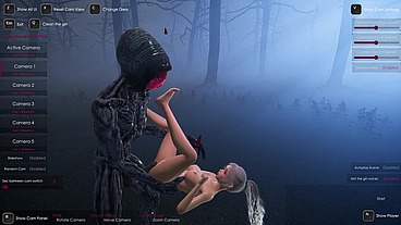 forest monster penetrates the tight pussy of a cute blonde. huge dick stretches tight pussy