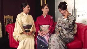 Kimono-clad trio gets down and dirty in a steamy three-way freak fest