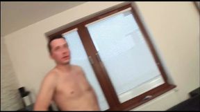 Tempting Caucasian milf with big natural tits and shaved pussy rides lover's cock