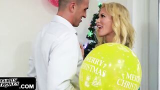 Family Grind - Turned On teenie Year Mature Rubs Her Juicy Vagina While Her Stepdad In Santa Suit Pounds Her Stepmom