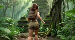 Lara Croft Discovers Amazon Treasure and Embraces Beautiful Blonde Ancestral Spirit in the Golden Caves
