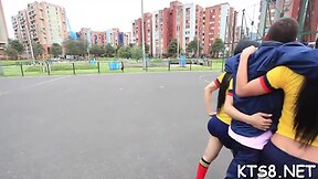 Transgender receives rough anal penetration