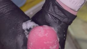 PATIENT CUMS ON MY GLOVES: I HELP HIM SHOWER HIS DICK WITH HANDJOB