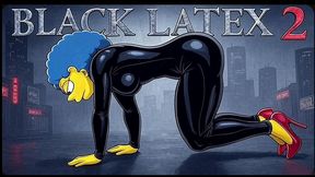 cuckold husband shares his wife with the boss. marge simpson is a parody. black latex fetish. cartoon