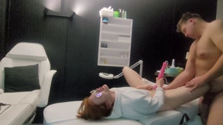 After the massage, the masseuse decided she wanted to have some fun and asked the client to help