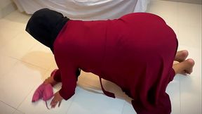 BBW Arab Booty Hot Curvy Muslim Girl STUCK Under Bed &amp_ Want Rough Ass Fuck When She Clean Room!