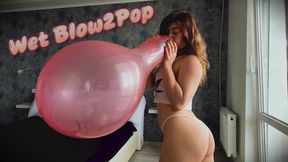 Wet Blow2Pop - Watch Me Fill This Balloon with My Saliva (Sabina Balloons Lover, Wet Balloon)