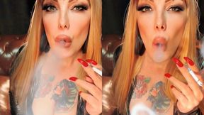 Deep drags in PVC Vinyl catsuit - Audible Inhales and exhales - Dunhill Menthol 100