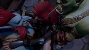 Elf double teamed by an Ork and a Troll