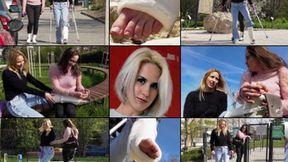 Anydouxxx SLWC with Heel Bar a Gimp Through the Park with Foot Play