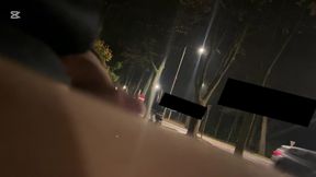 Flashing next to the road